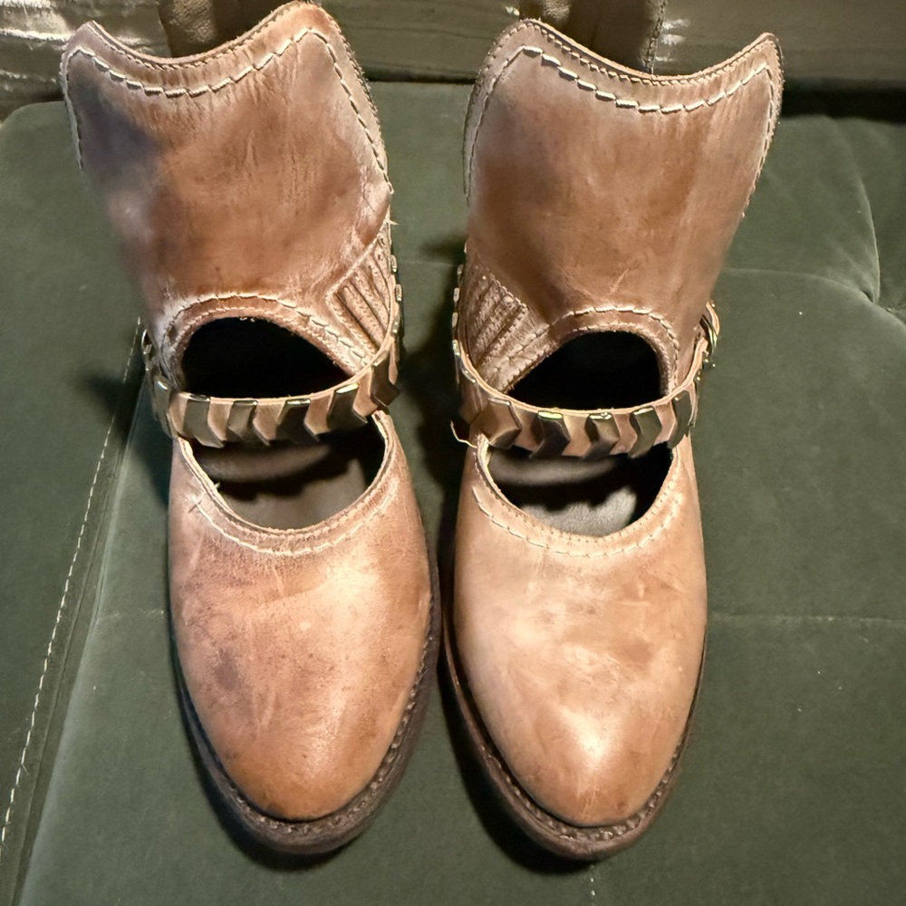 Freebird by Steven Blade Tan Ankle Boots with Studded Strap